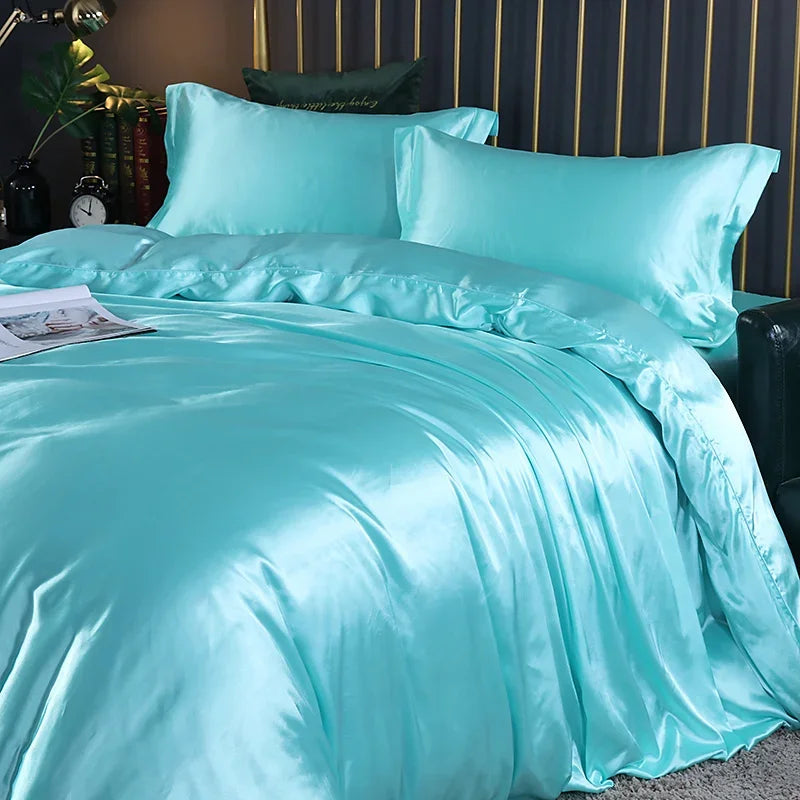 Silk Bedding Set with Duvet Cover, Luxury Satin Bedding