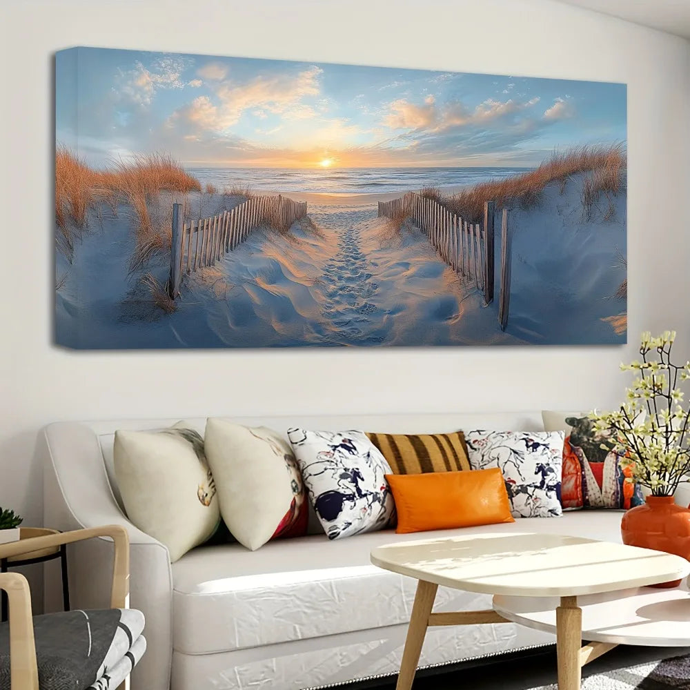 Living Room Wall Decor, Beach Landscape Painting, Canvas Art Printing