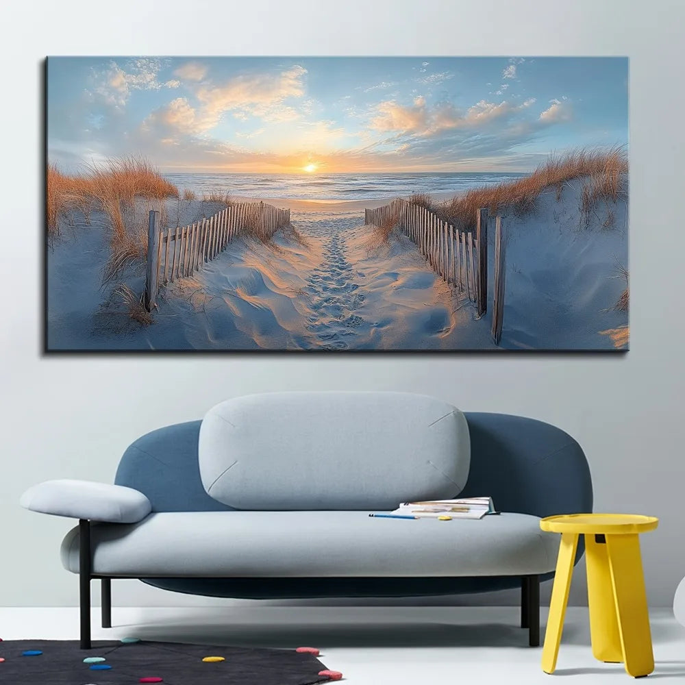 Living Room Wall Decor, Beach Landscape Painting, Canvas Art Printing