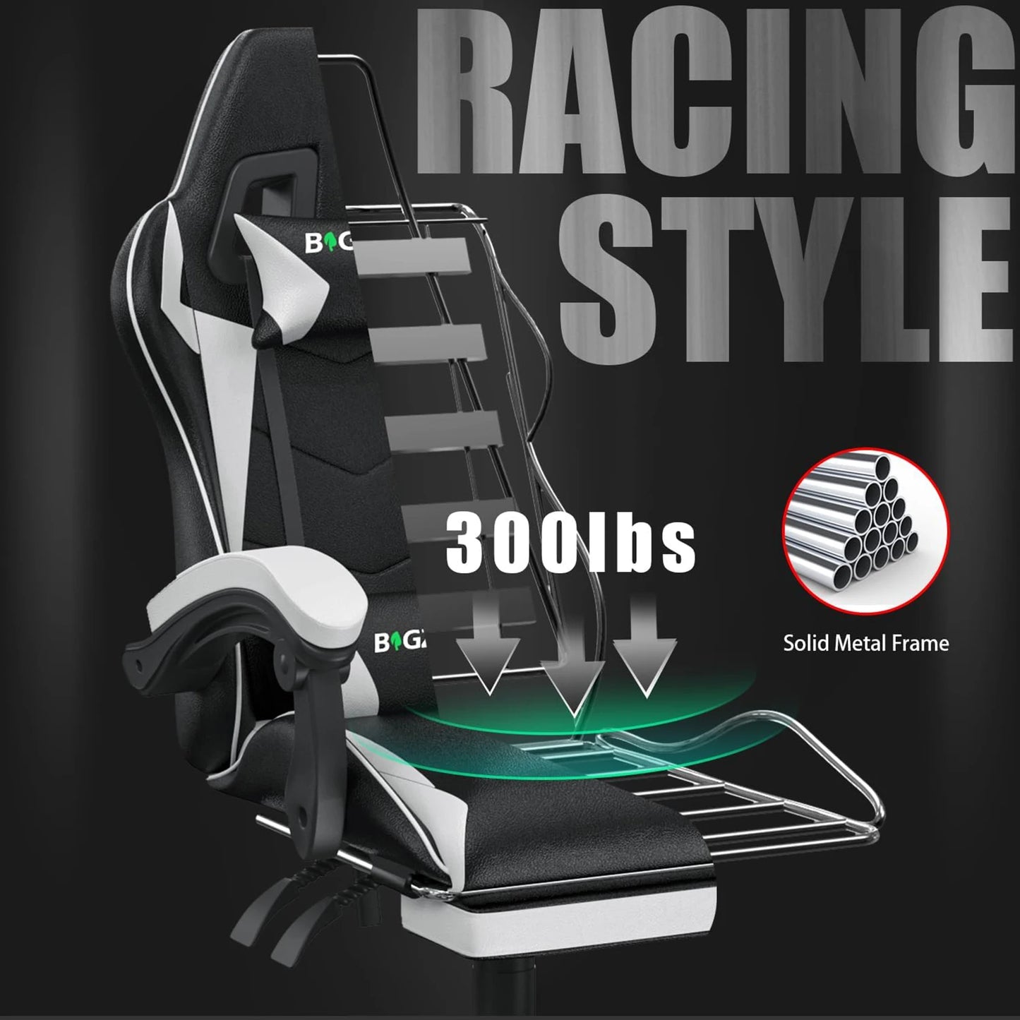 Computer Gaming Chair With Footrest, Ergonomic Office Chair
