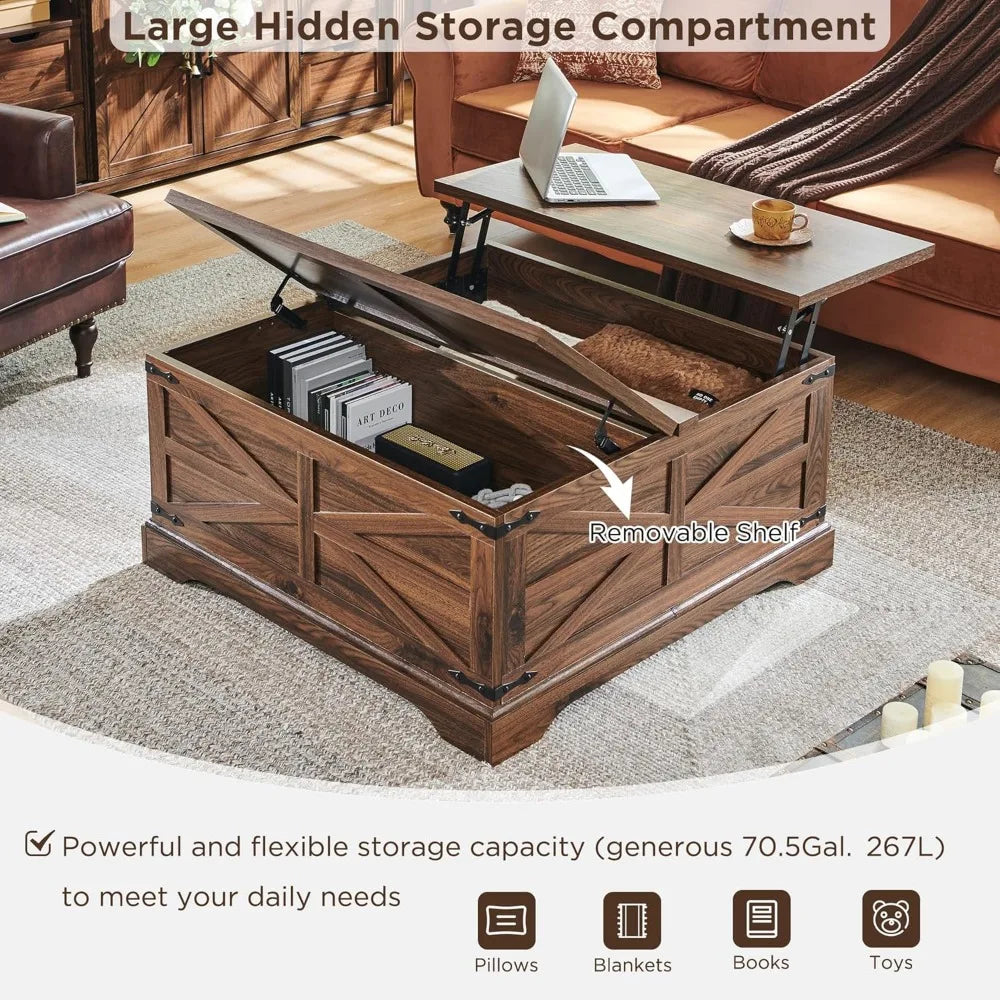 Farmhouse Lift Top Coffee Table with Storage