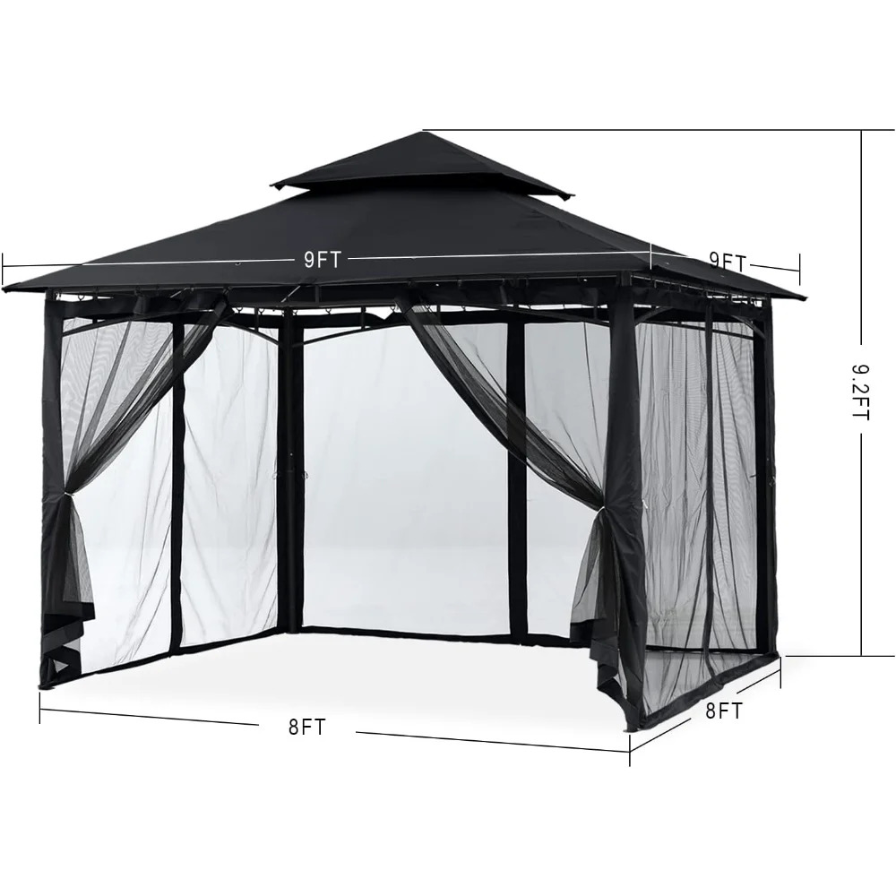 Outdoor Garden Gazebo Steel Frame Awning with Netting Walls