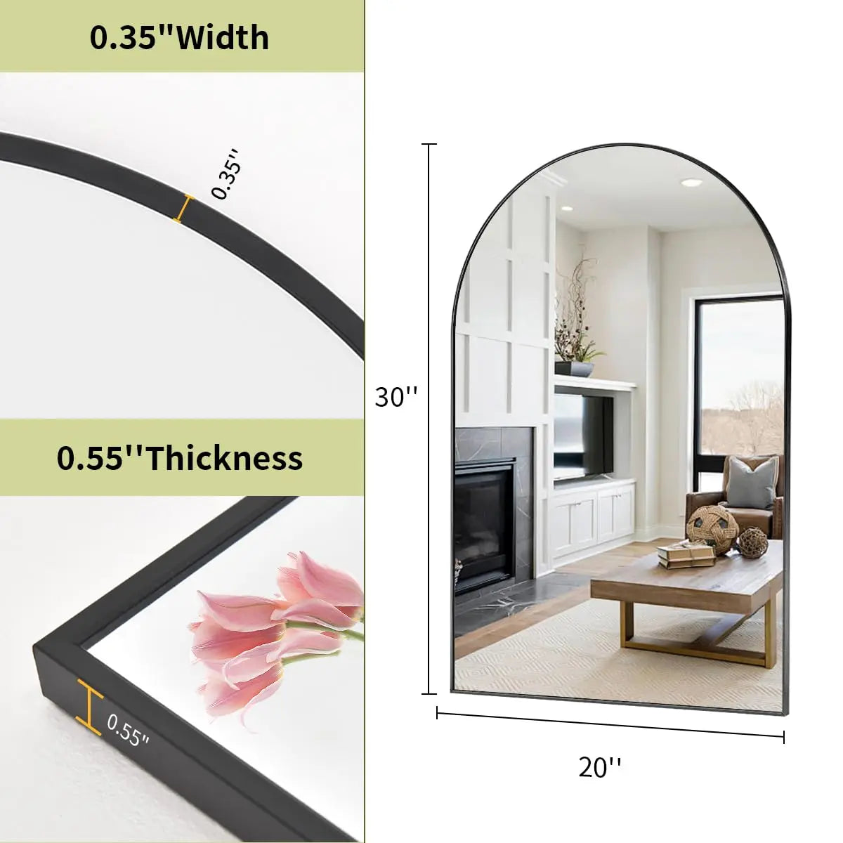 20"x30" Arch Vanity Wall Mirror