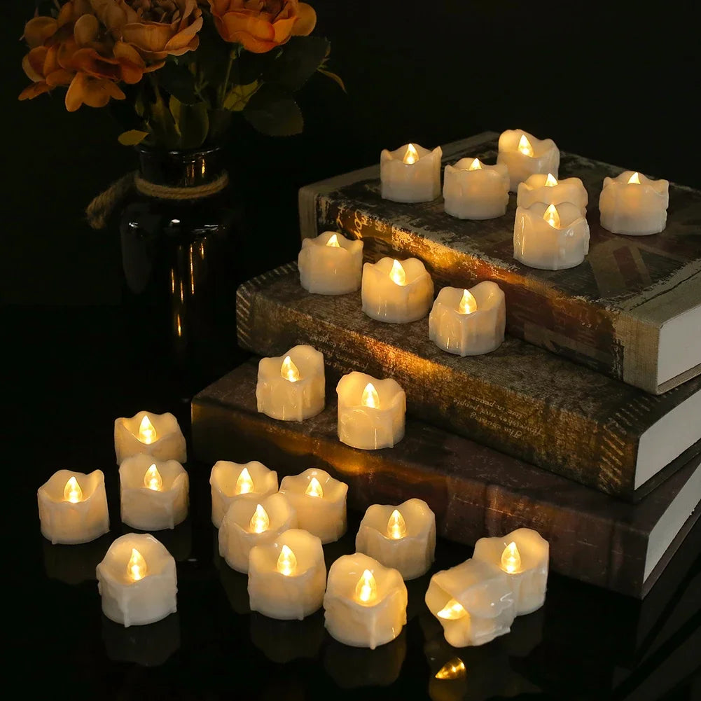 Timer Tea Lights Flameless Flickering Tealights Battery Operated LED Candles