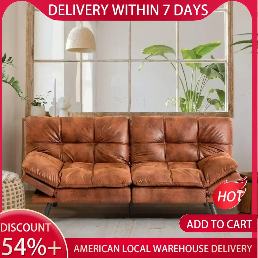 Memory Foam Leather Futon Couch/Loveseat