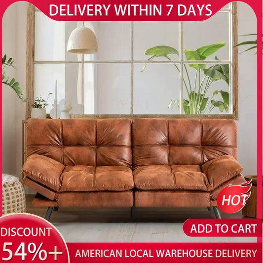 Memory Foam Leather Futon Couch/Loveseat