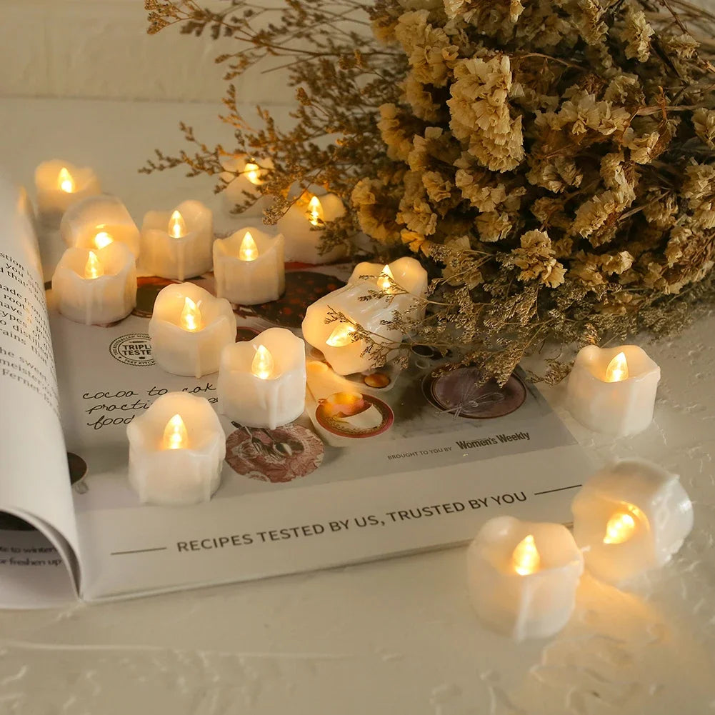 Timer Tea Lights Flameless Flickering Tealights Battery Operated LED Candles