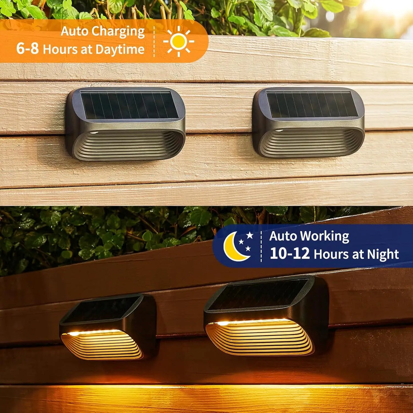 6/12 Pack Solar Fence Lights Outdoor, 3 Modes, Solar Step Lights