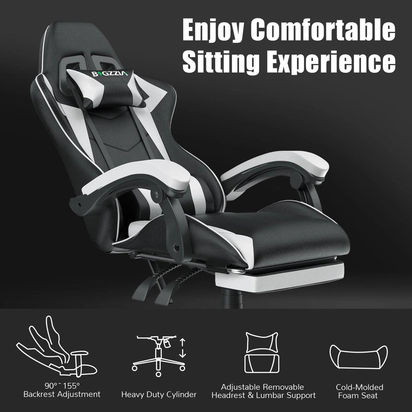 Computer Gaming Chair With Footrest, Ergonomic Office Chair