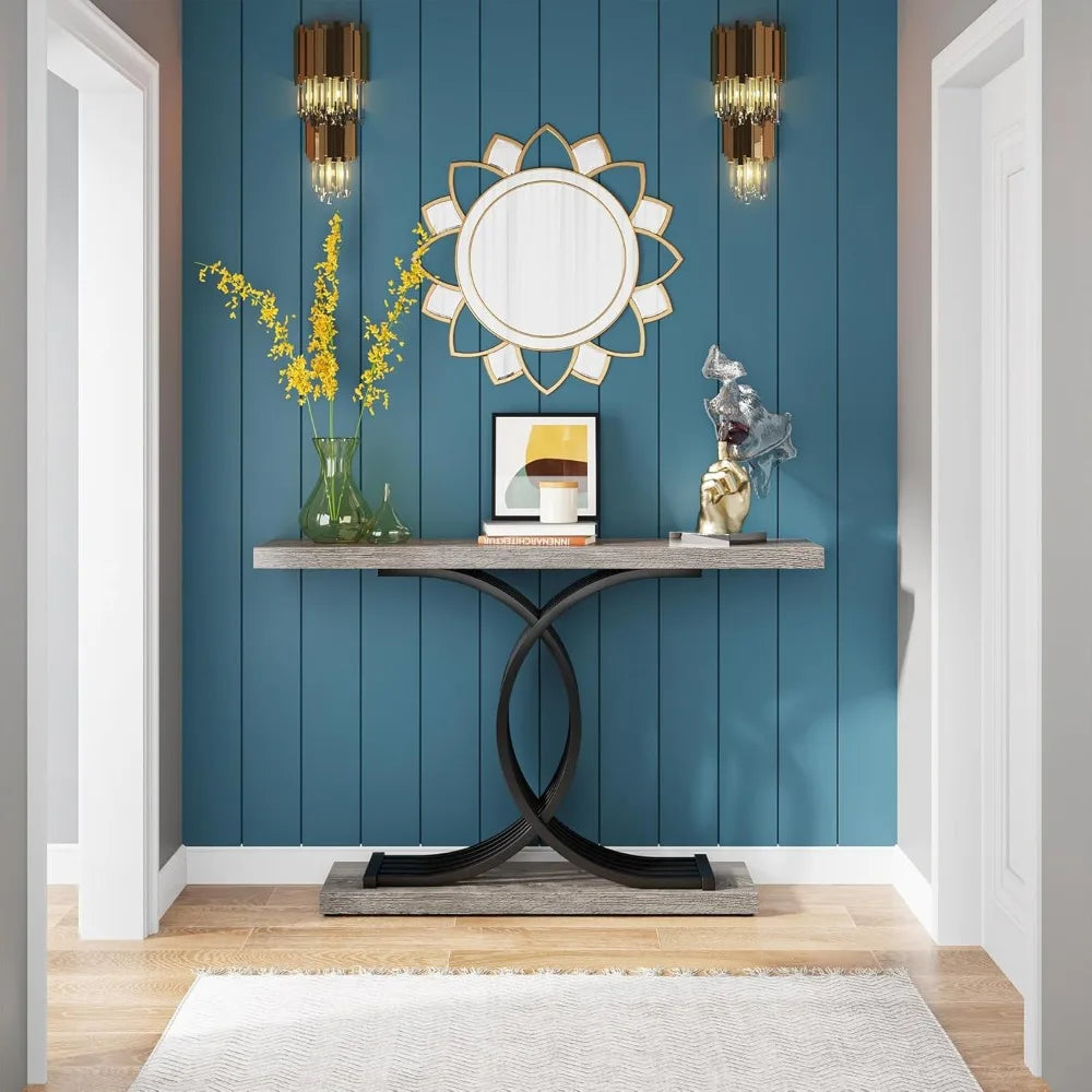 Industrial Entryway Table, 39-Inch Vintage Console Table Accent Table