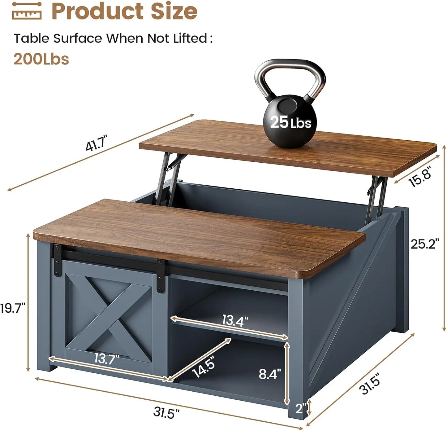 Farmhouse Lift Top Coffee Table with Storage