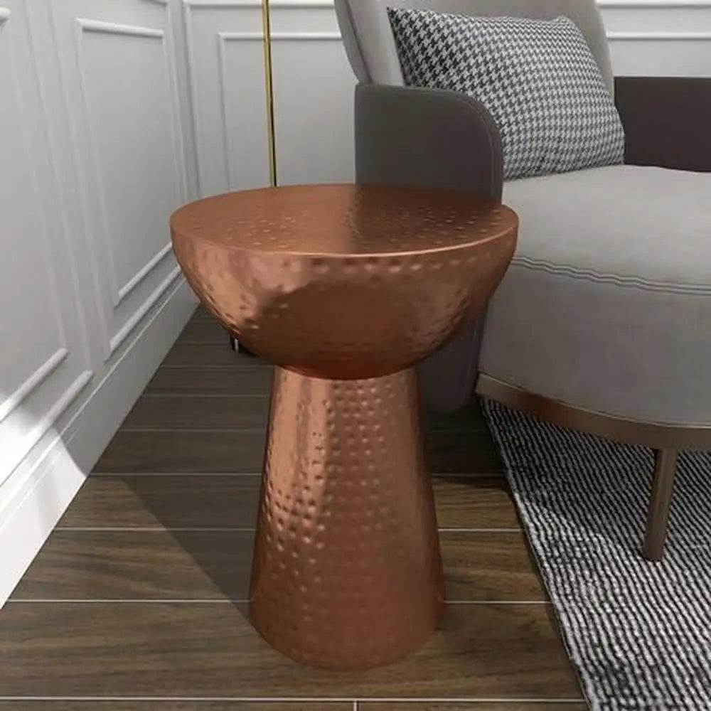 Metal Geometric Accent Side Table Copper Sphere Round Seat