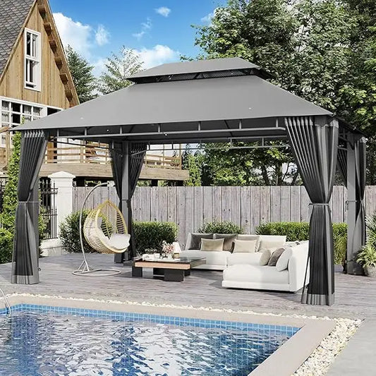 10' x 13'  Outdoor Double Roof Metal Frame Gazebo