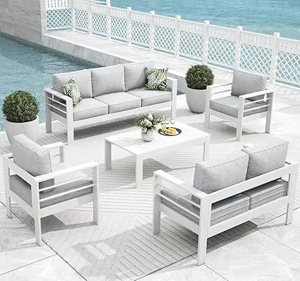 Modern Outdoor Aluminum Patio Sectional with Table