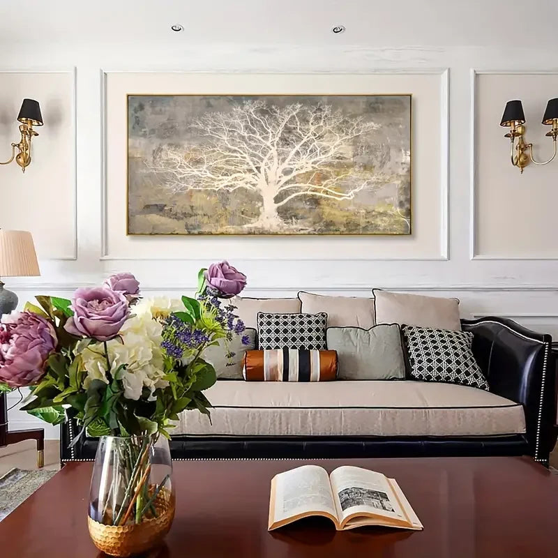 Stylish Modern Abstract, Tree Canvas Wall Art, Framed Artwork