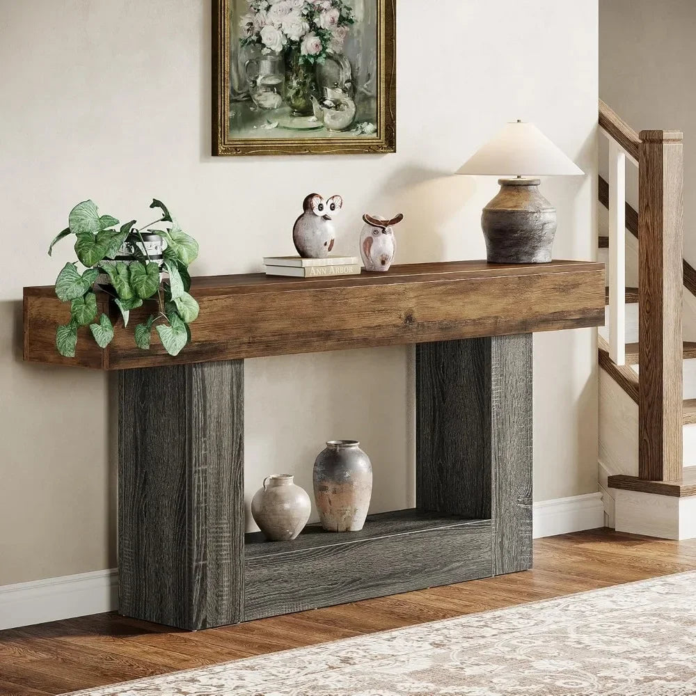 Farmhouse Console Table, 2-Tier Entryway, Sofa Table