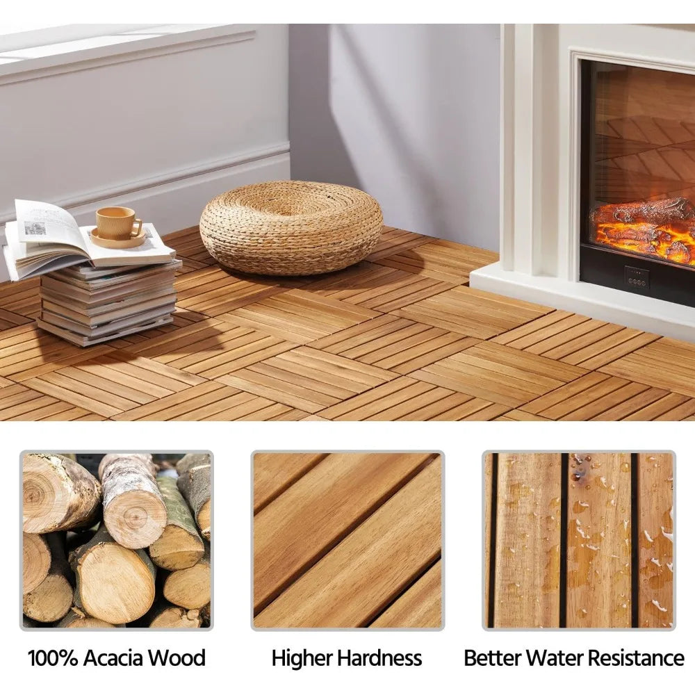 54 Pieces, Outdoor Interlocking Flooring, Waterproof Deck Tiles