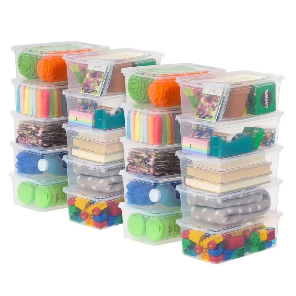 20 Pack Clear Stackable 5 Qt Plastic Storage Bins with Lids