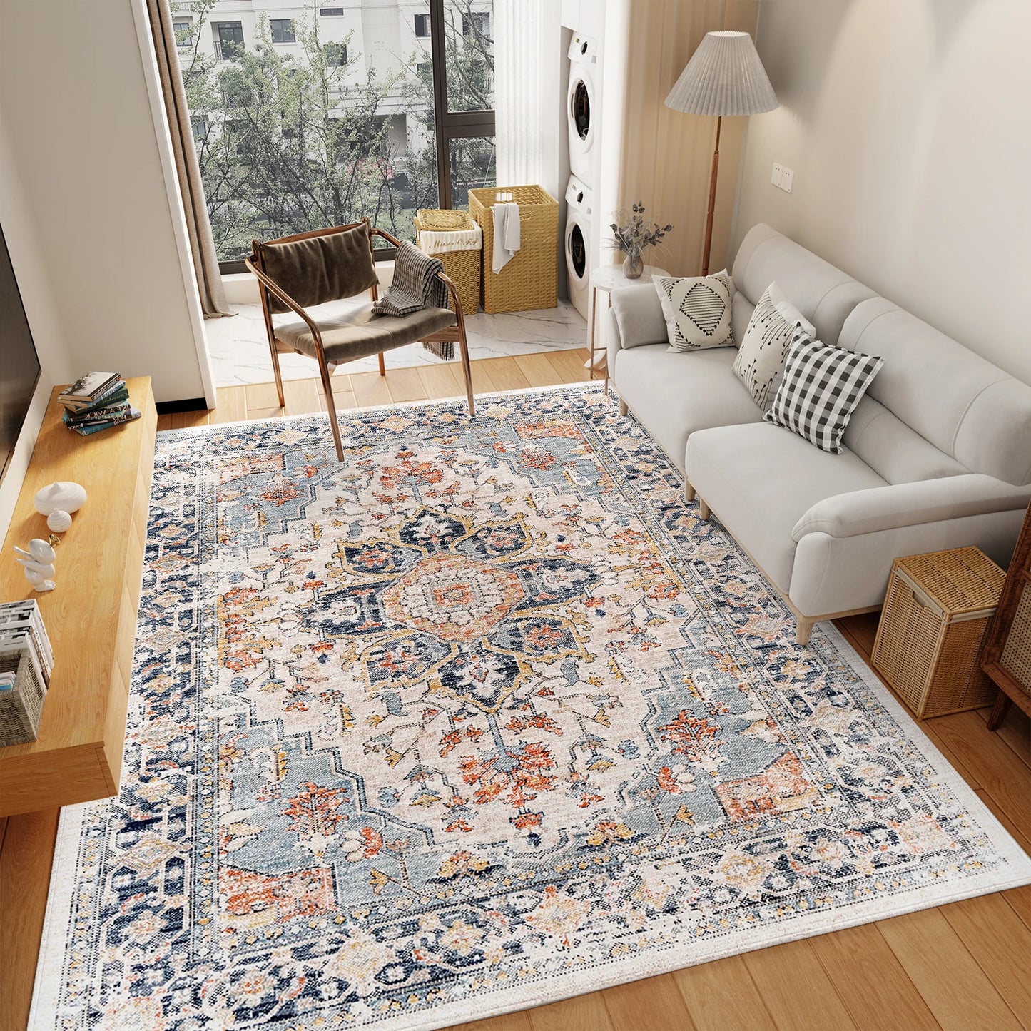 Washable Vintage Boho Design Area Rugs