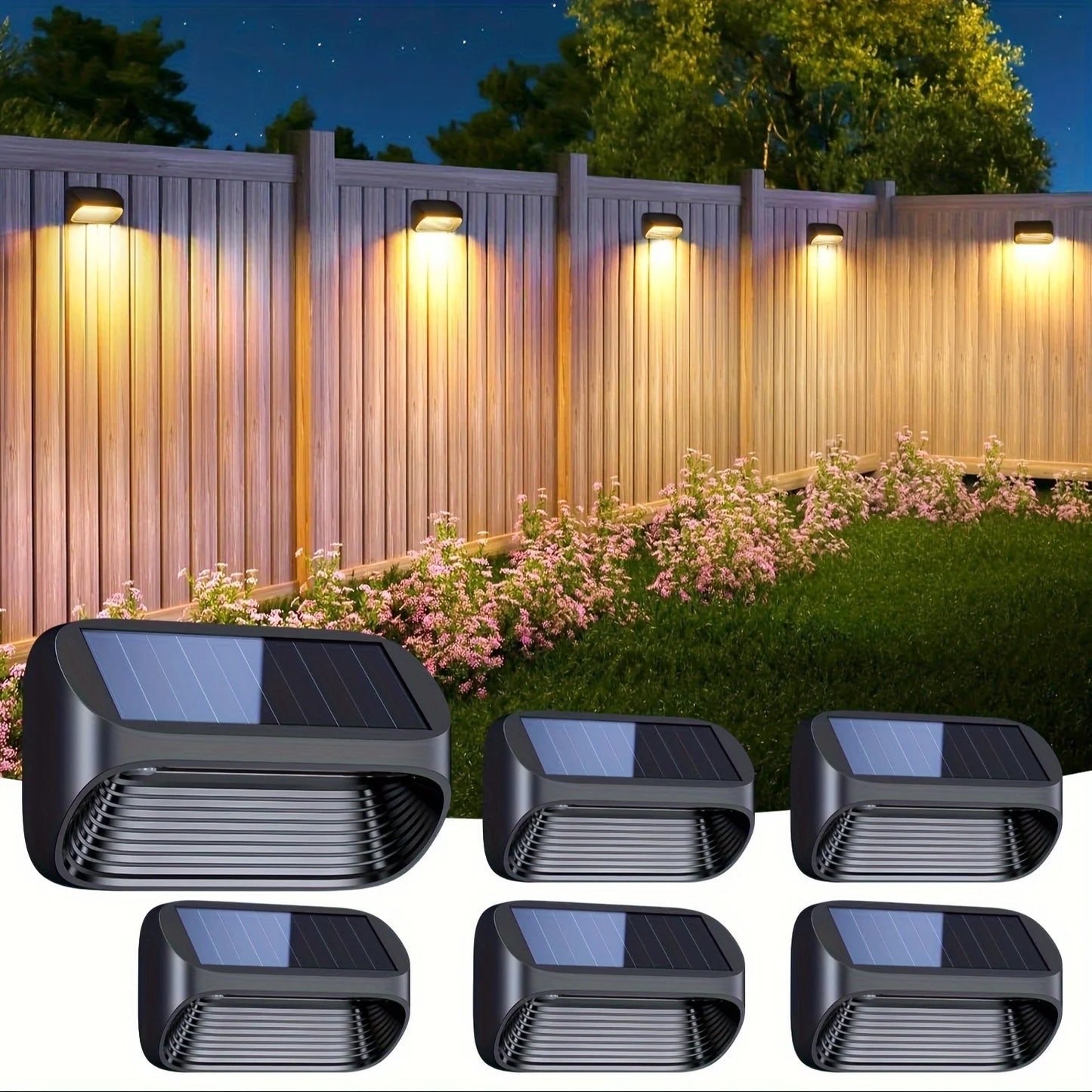 6/12 Pack Solar Fence Lights Outdoor, 3 Modes, Solar Step Lights