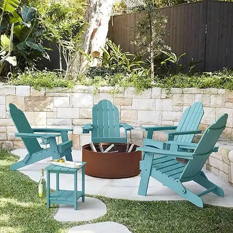 Set of 4, Weather Resistant Folding Adirondack Chairs