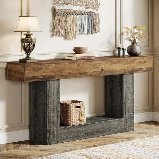 Farmhouse Console Table, 2-Tier Entryway, Sofa Table