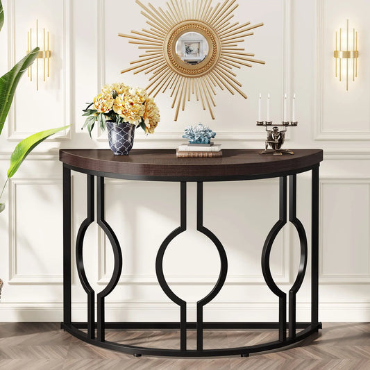 Half Moon Console Table for Entryway, Semi Circle Sofa Table