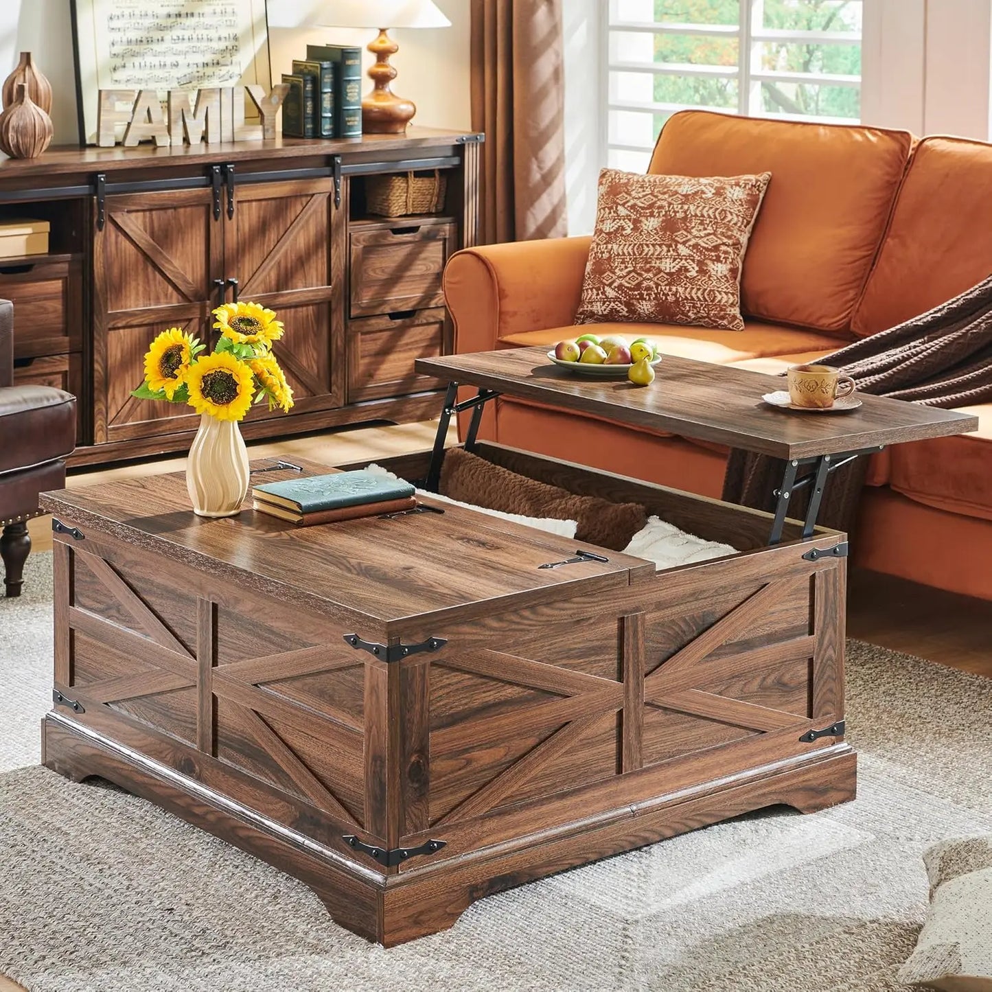 Farmhouse Lift Top Coffee Table with Storage