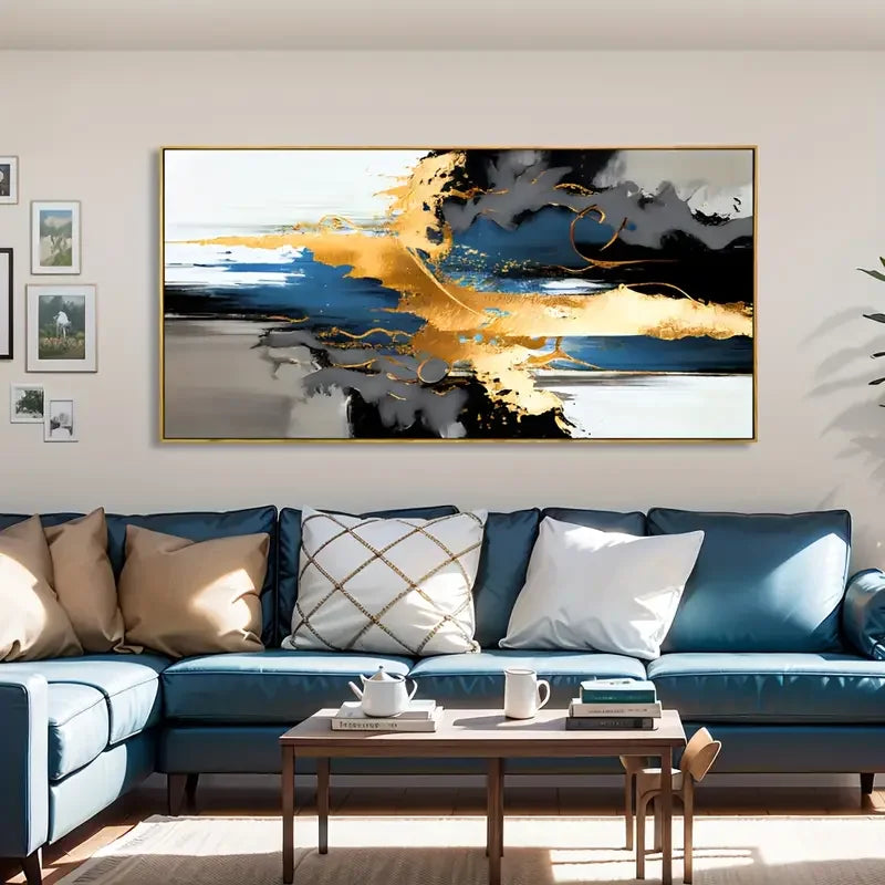 Vibrant Gray Abstract, Modern Canvas Decor, Fluid Ink Painting