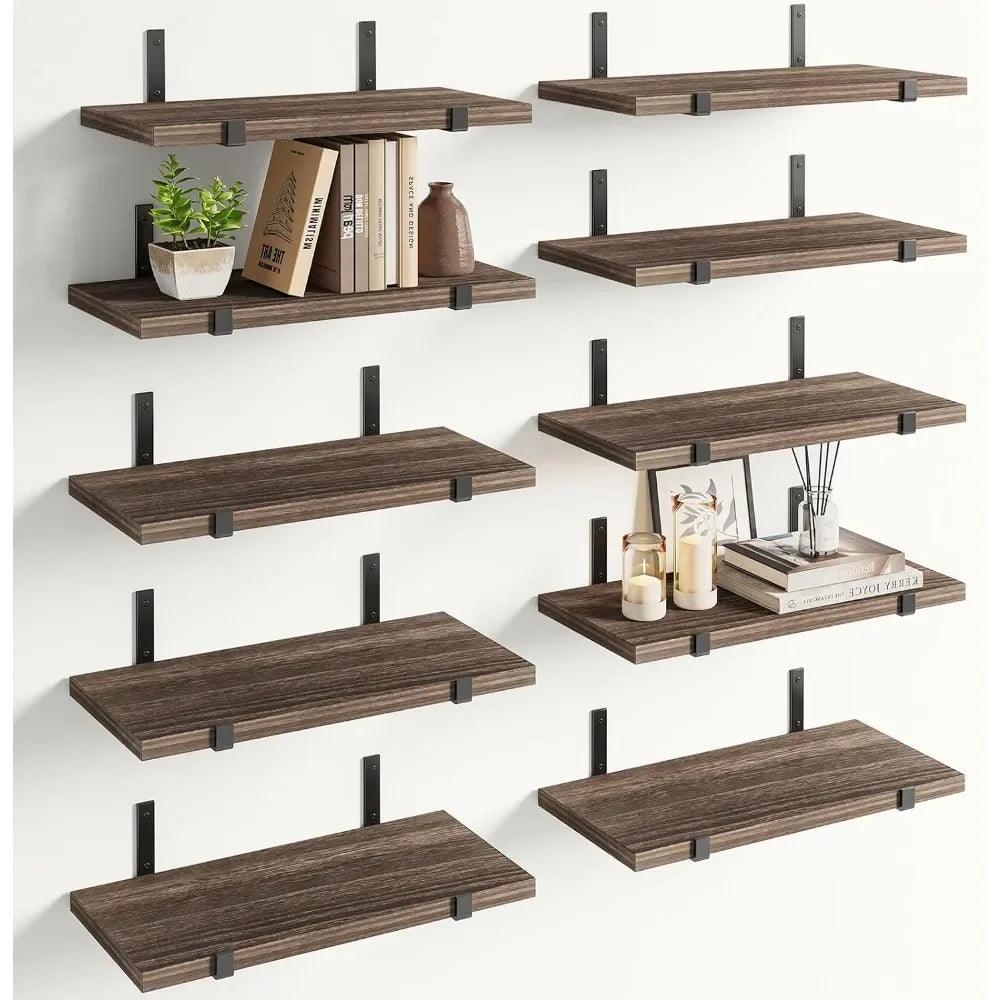 10-pc Rustic Wood Wall Decor, Farmhouse Wall Mounted Shelves