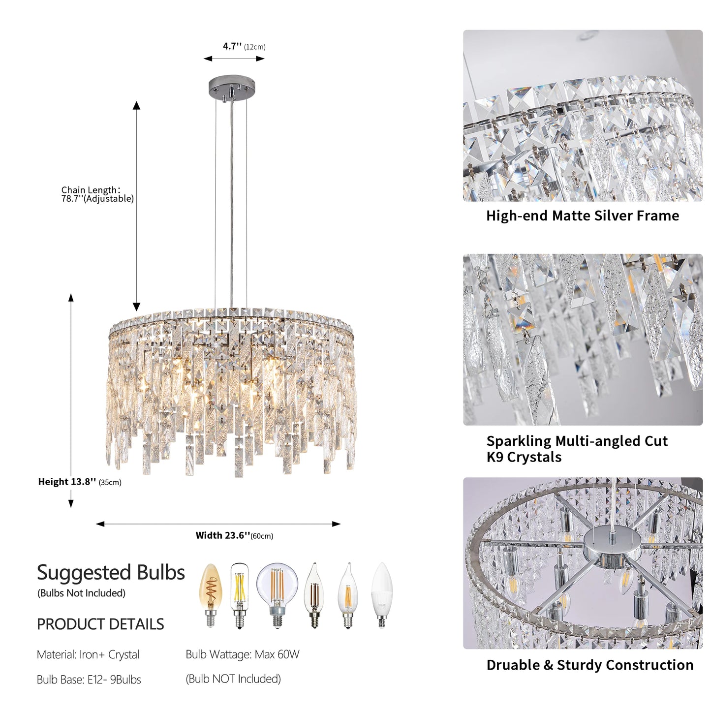 Round Crystal Dining Room Chandelier