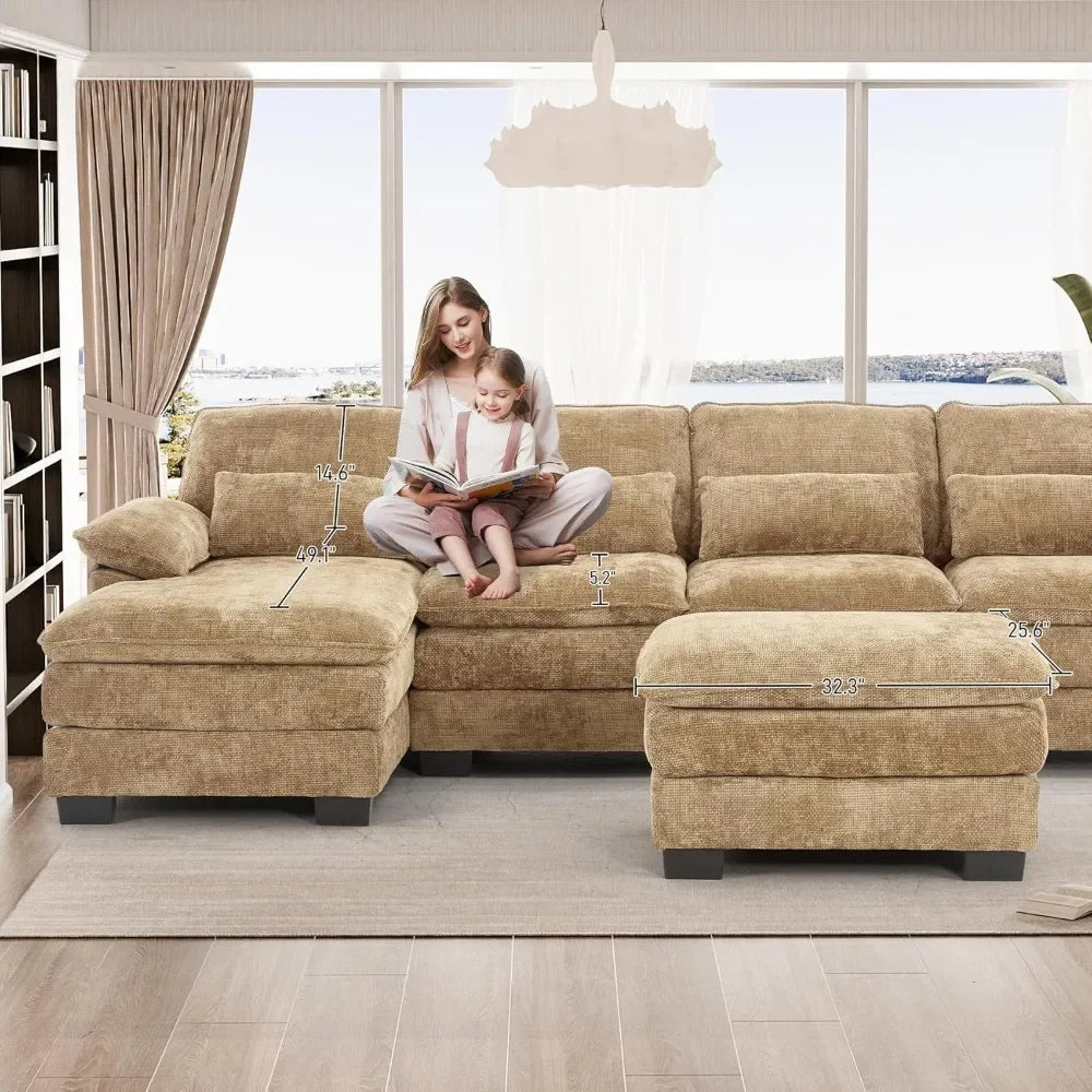L-Shaped Sectional Sofa Comfy Couch