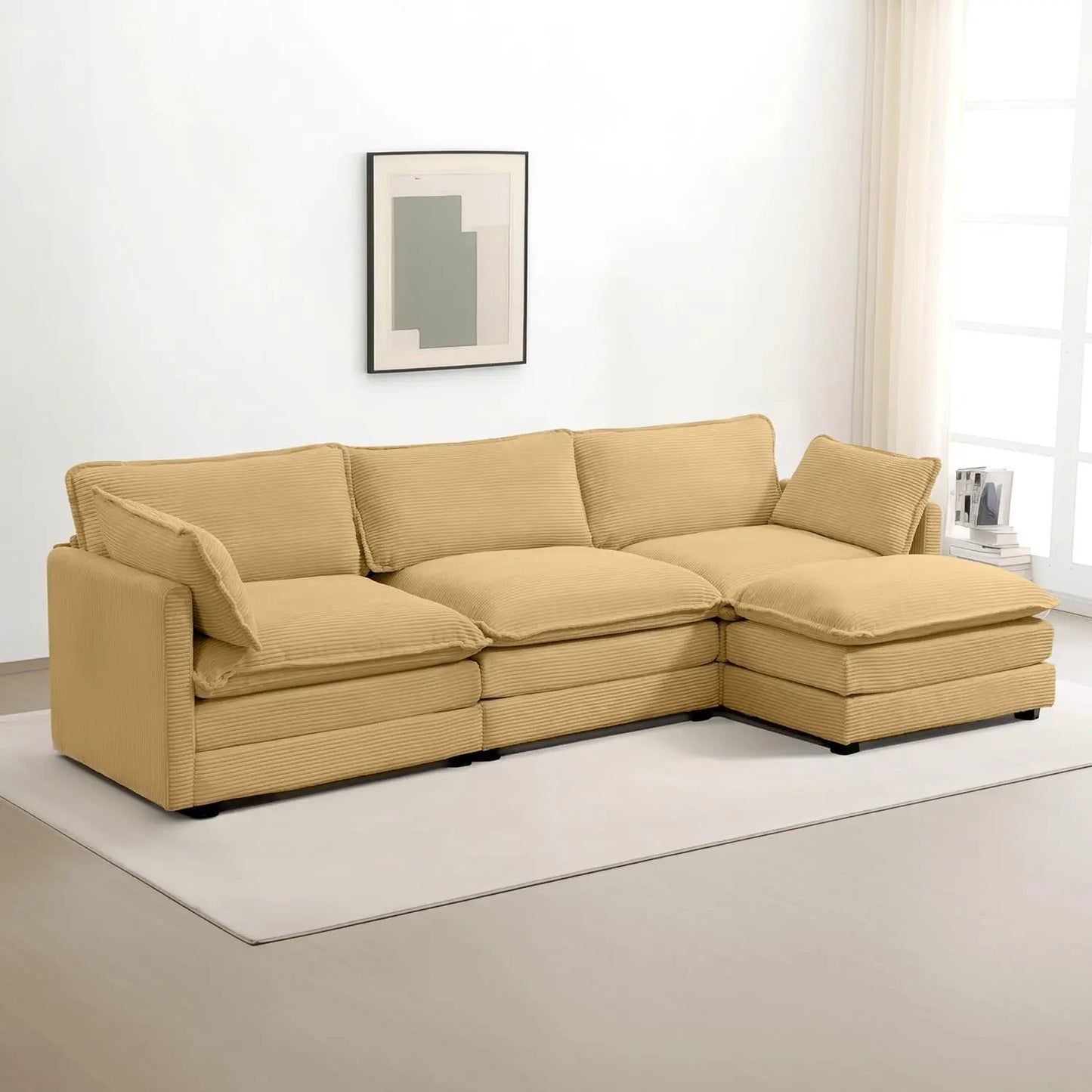 Oversized Modular L-Shaped Sectional Sofa with Ottoman