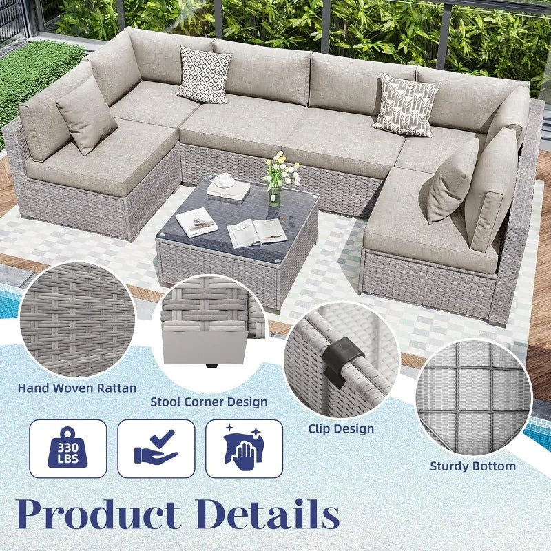 7-Piece Patio Furniture Conversation Sets, All-Weather