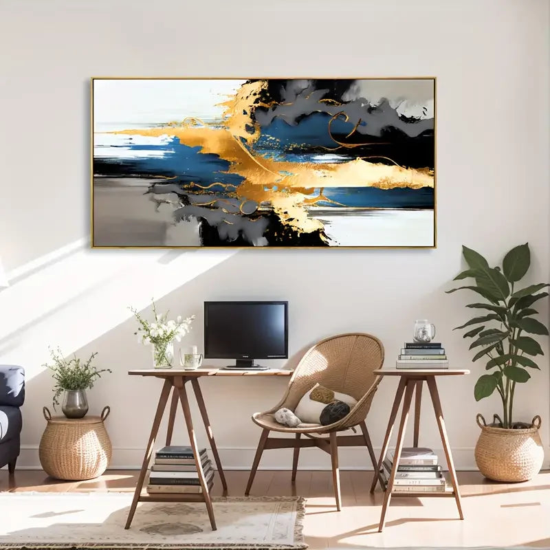 Vibrant Gray Abstract, Modern Canvas Decor, Fluid Ink Painting