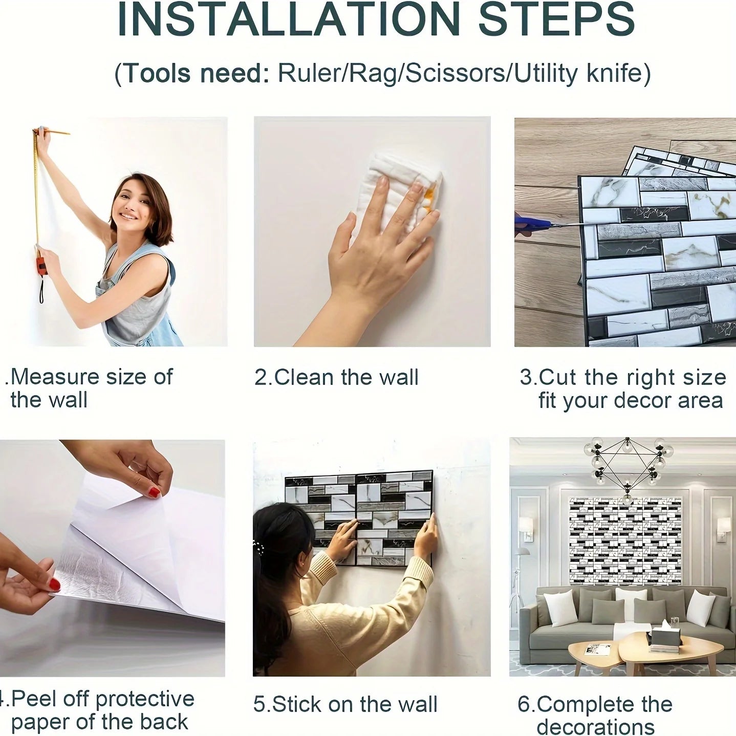 20PCS Self Adhesive Tile Wall Decor