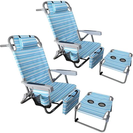 Backpack Folding Beach Chairs, Heavy Duty with Camping Table, Set of 2