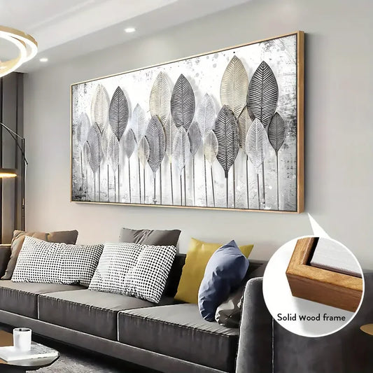 Abstract Leaf Canvas Art, Modern Wall Decor, Black and White