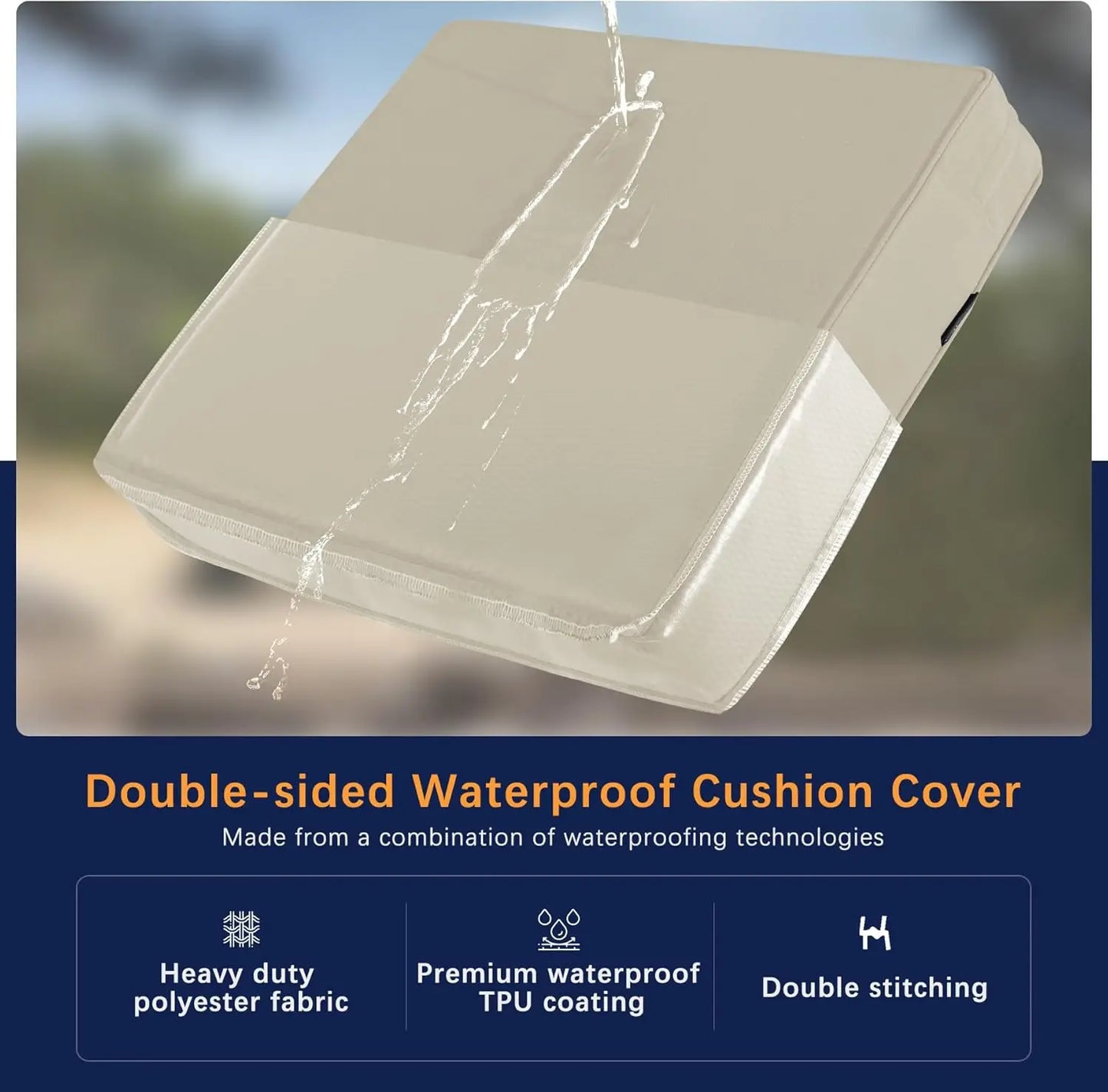 24 x 24 Inch Waterproof Cushions with Removable Cover Set