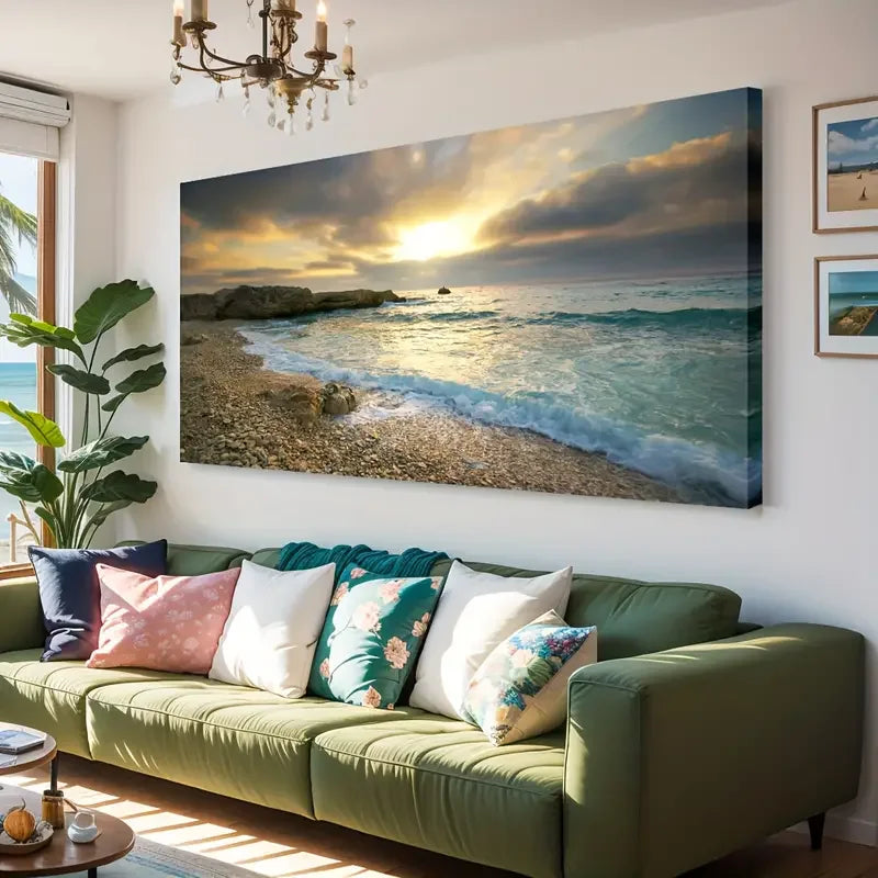 Large Modern Wall Art, Sunset Beach Scene