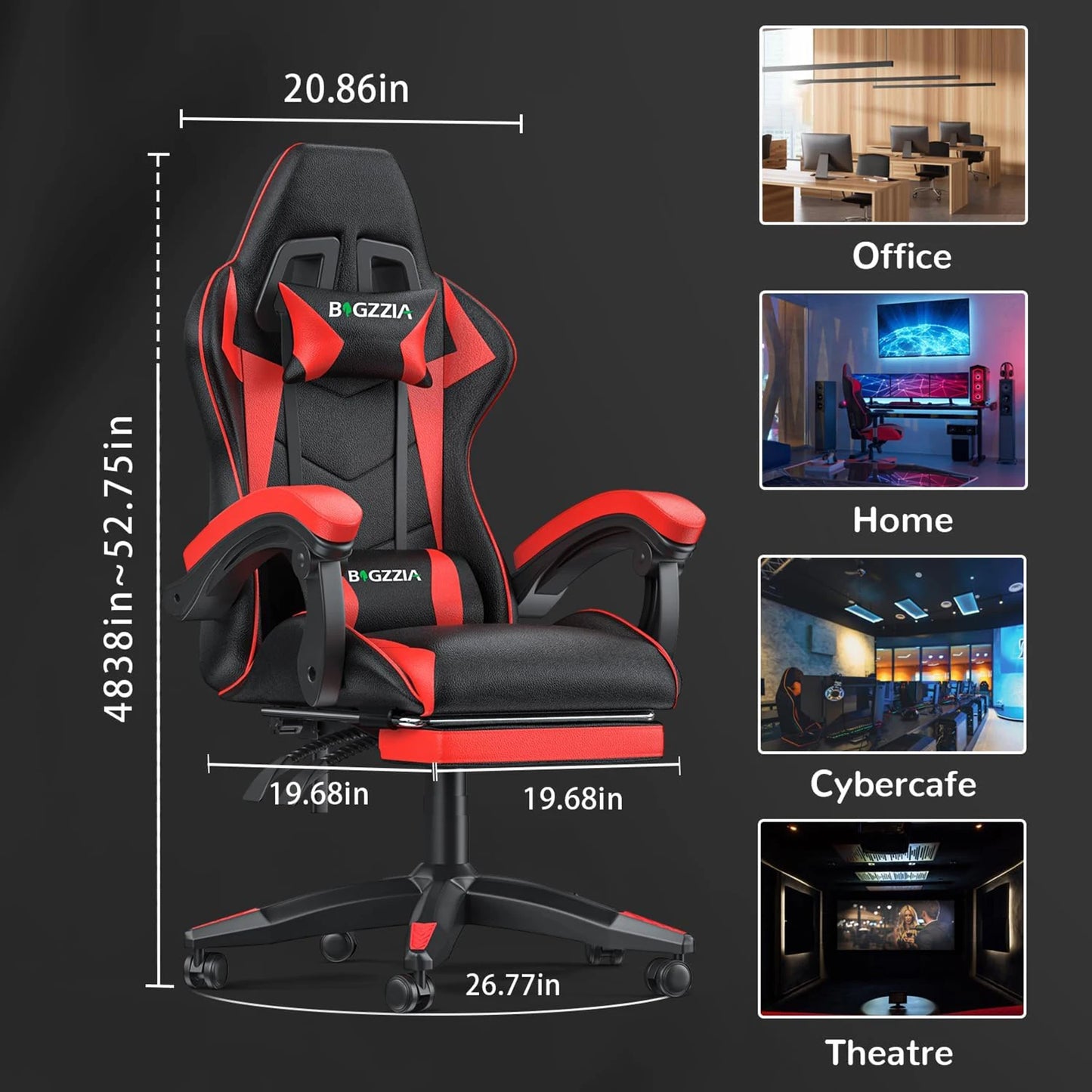 Computer Gaming Chair With Footrest, Ergonomic Office Chair