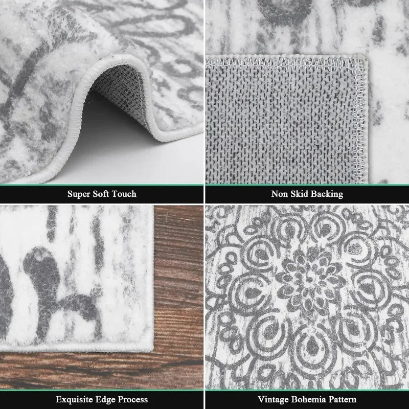 Washable Distressed Non-Slip Hallway Runner