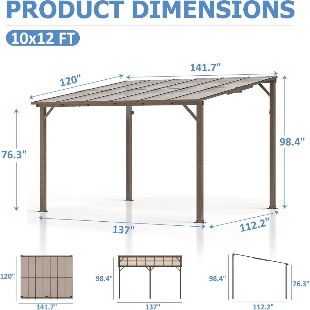 10x14 FT Gazebo, Aluminum Gazebo & Pergola Awnings, Patio, Decks