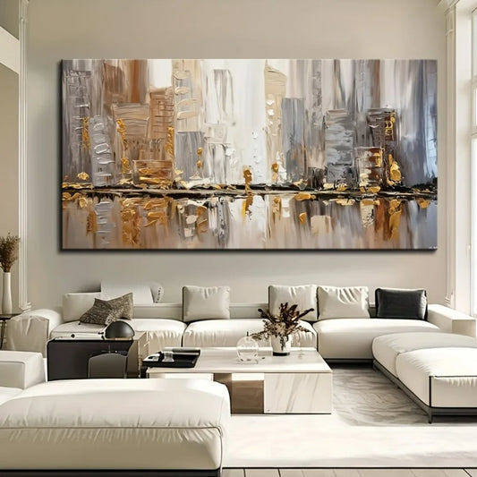 Large Modern Abstract Oil Painting, Elegant Art Deco
