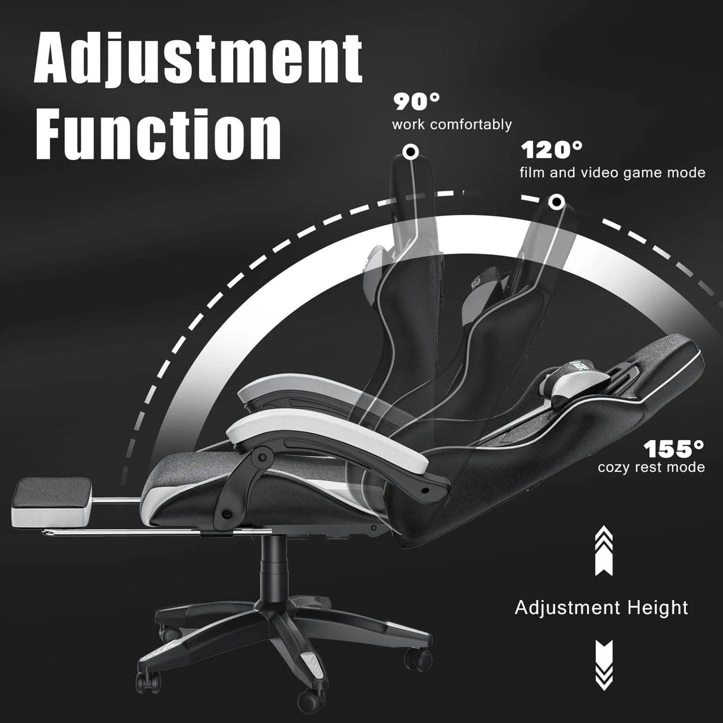 Computer Gaming Chair With Footrest, Ergonomic Office Chair