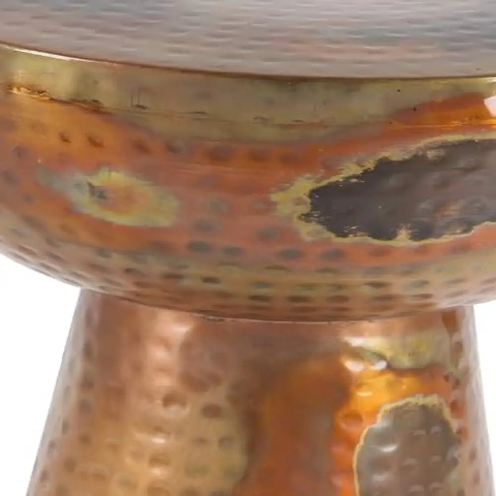 Metal Geometric Accent Side Table Copper Sphere Round Seat