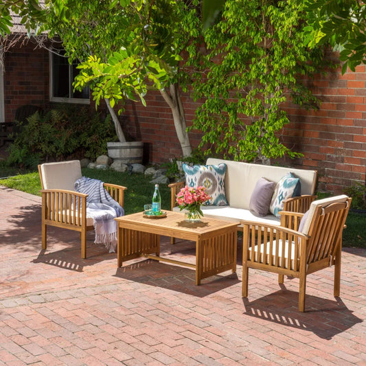 4-Piece Wooden Outdoor Sofa Set