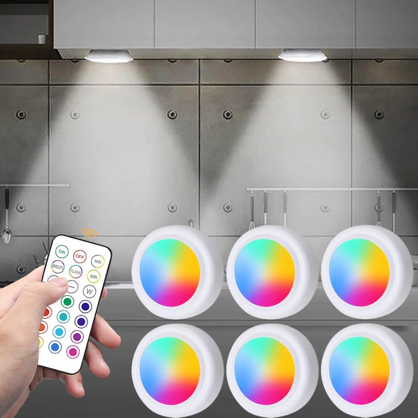 RGB Color Under Cabinet Lights Remote Control Dimmable