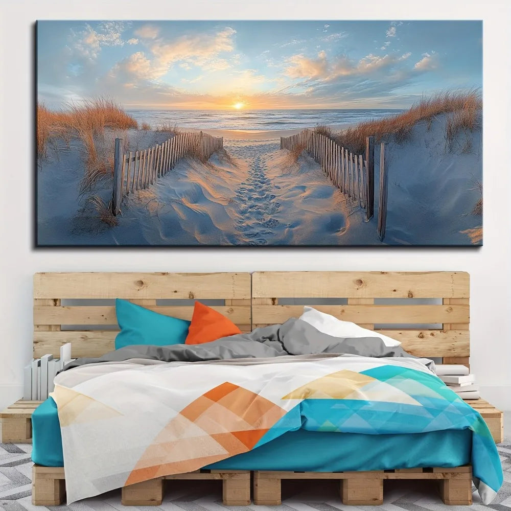 Living Room Wall Decor, Beach Landscape Painting, Canvas Art Printing