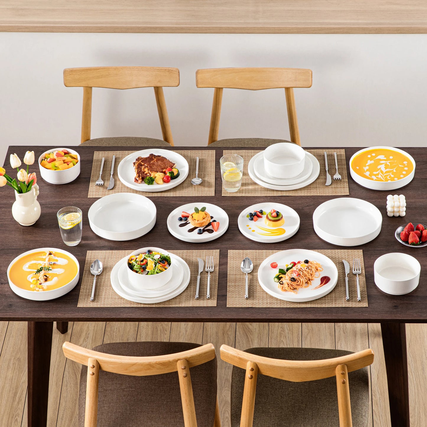 Dinnerware Plate Sets, 12, 16, 18, or 24 pcs